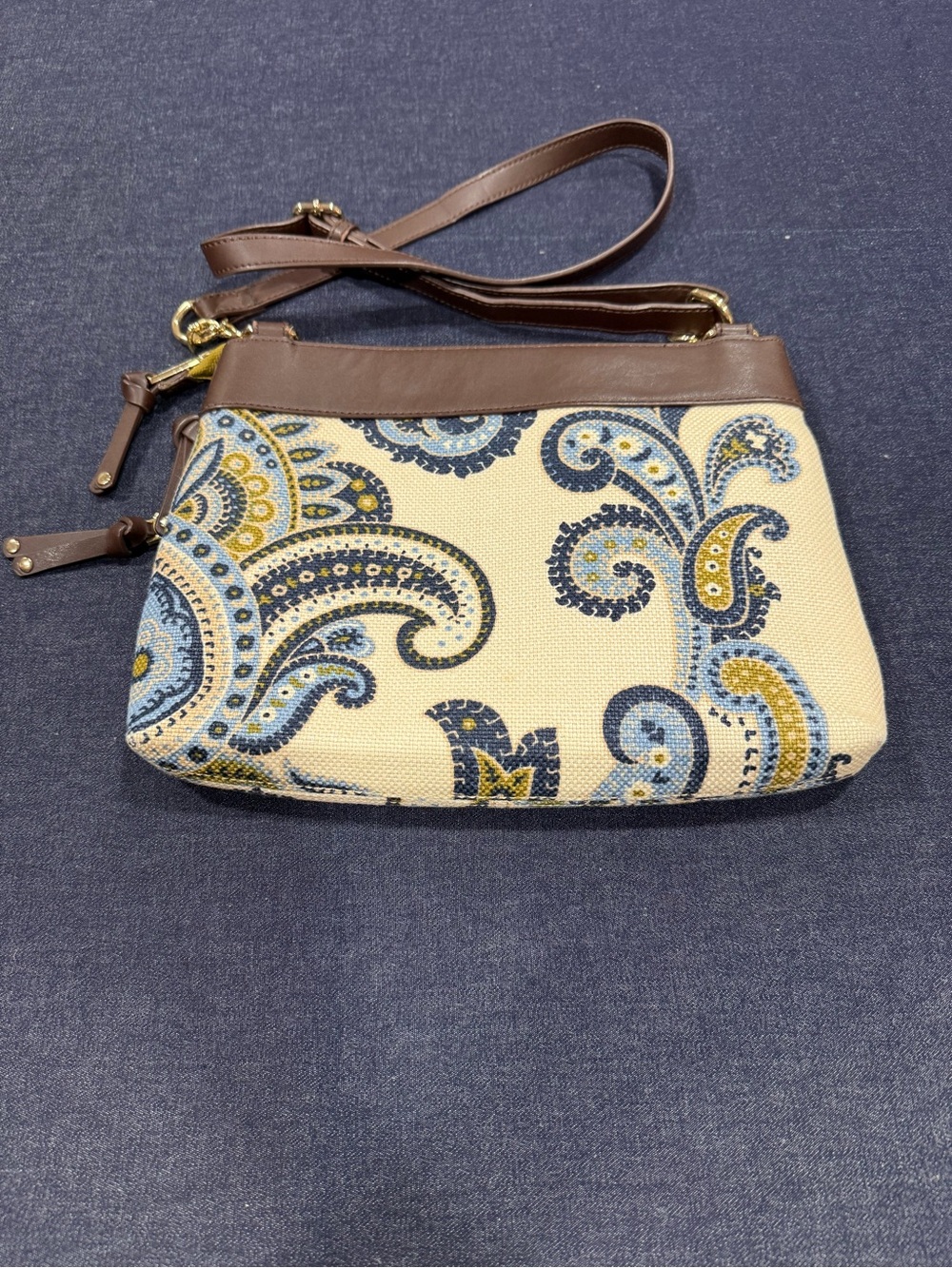 Spartina 449 Juliette Zipper Hipster in Cream, Blue & Mustard - Picture 2 of 11